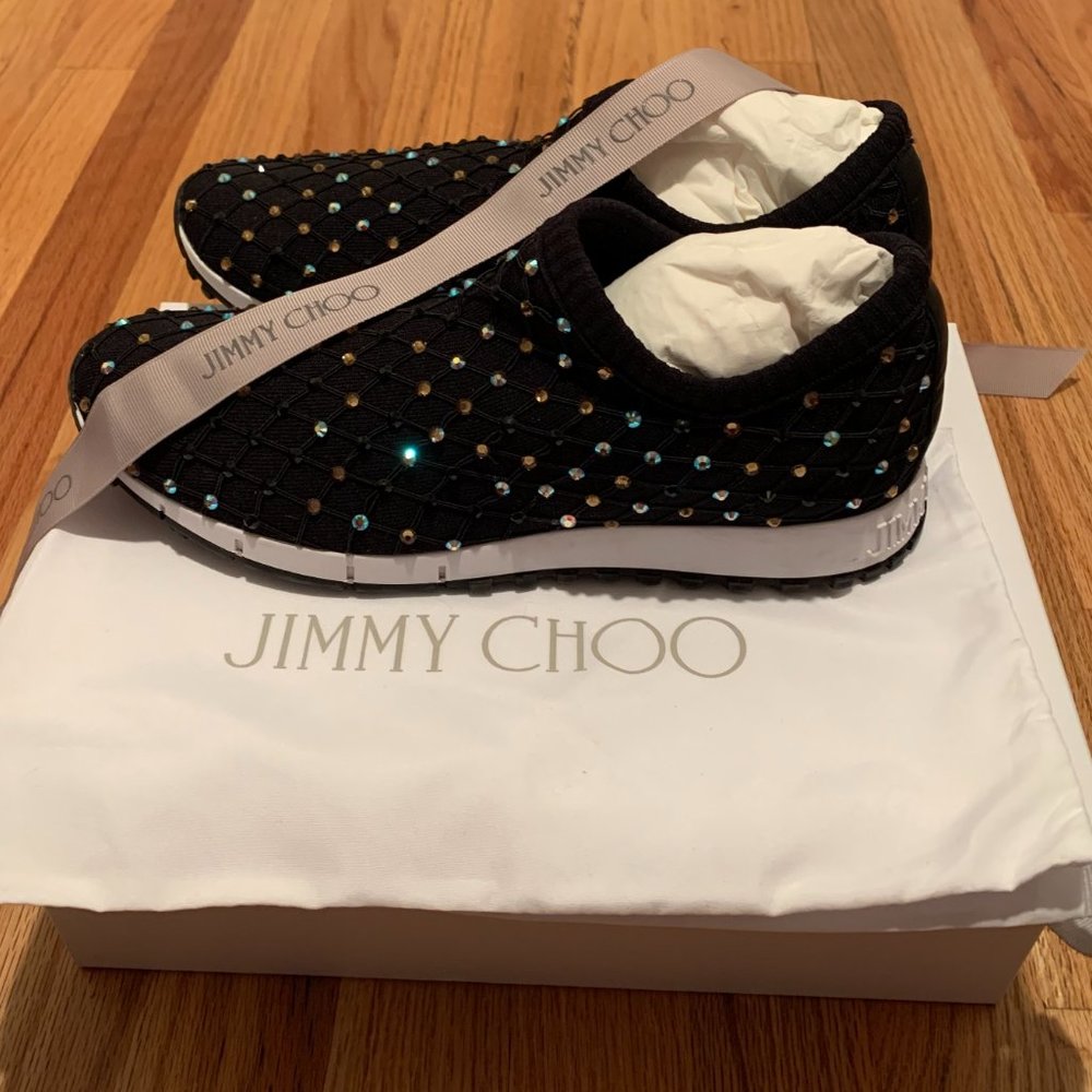 Jimmy Choo Venezia Crystal Embellished Sneakers  NIB